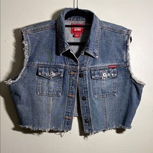 Guess Blue Denim Cutoff cropped Vest XL